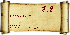 Beron Edit névjegykártya